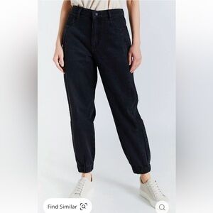 Oat New York Coco jogger womens XS 100% cotton denim washed black elastic cuff